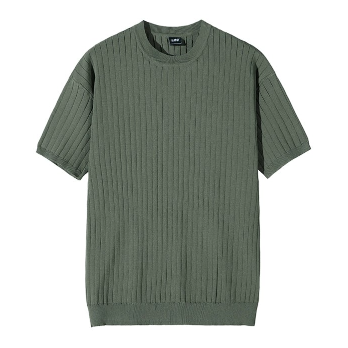 MRCYC High-End Round Neck Thin Striped Short-Sleeved Sweater
