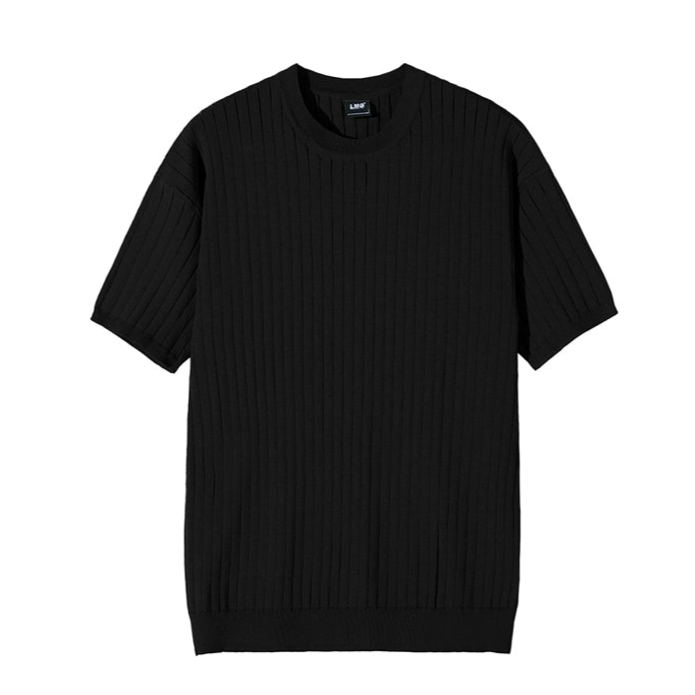 MRCYC High-End Round Neck Thin Striped Short-Sleeved Sweater