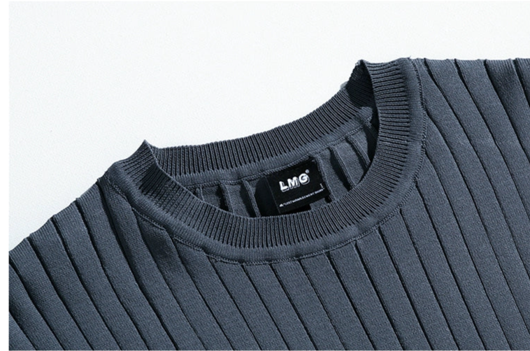 MRCYC High-End Round Neck Thin Striped Short-Sleeved Sweater