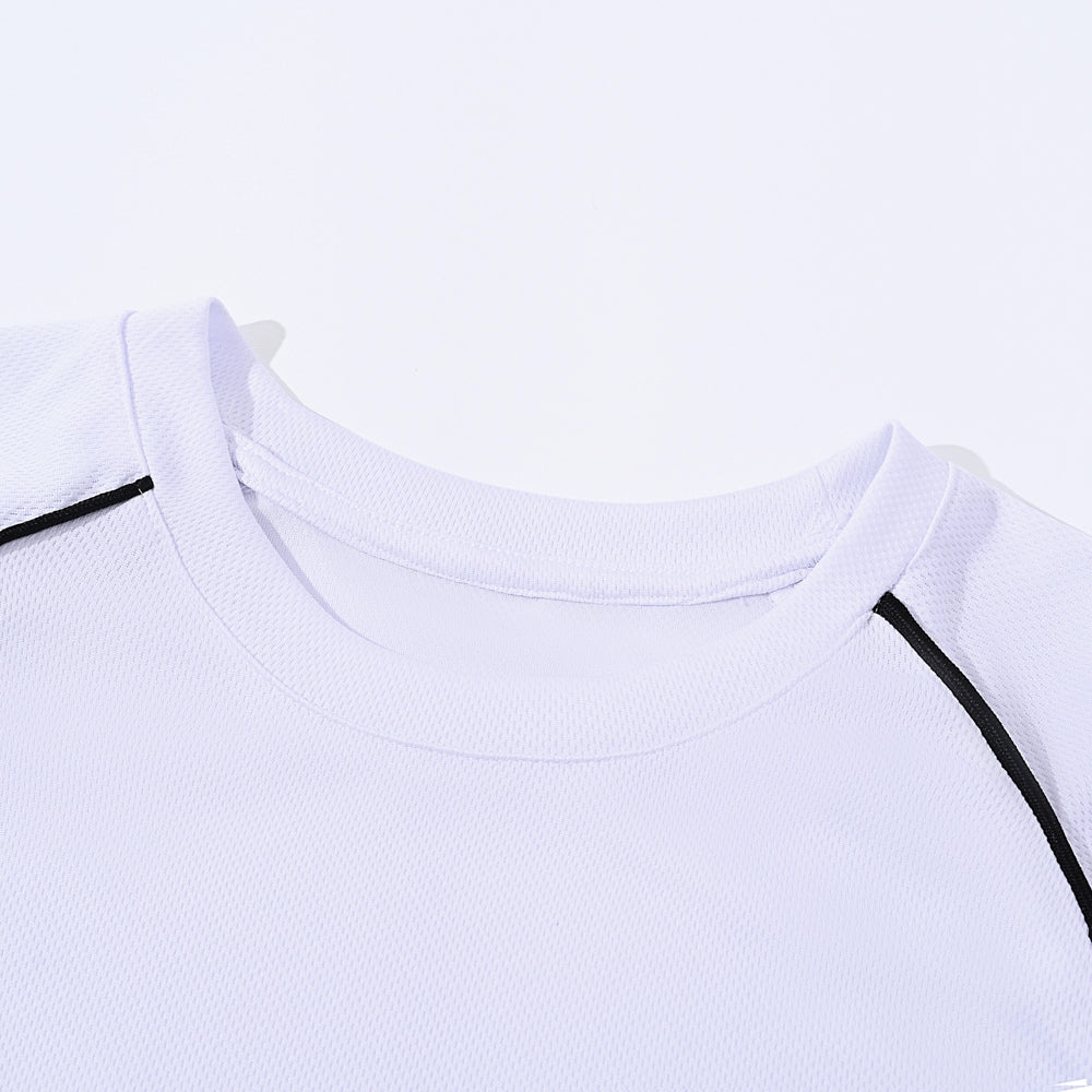 SATJDM Contrast Color Raglan Sleeve Basketball Training T-Shirt, Short Sleeve Fitness Running Suit for Students