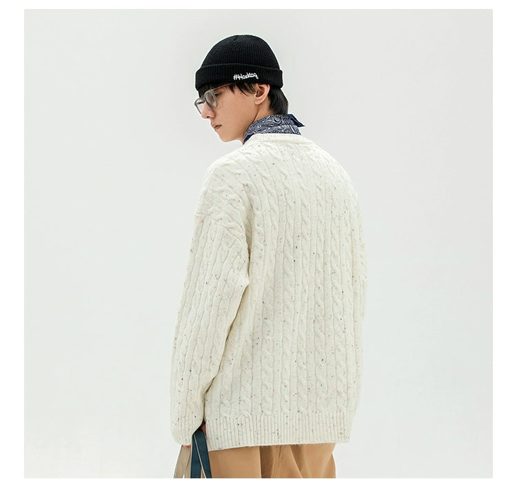 AK Color Dot Loose Round Neck Sweater Men