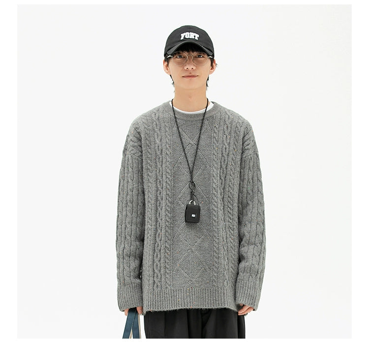 AK Color Dot Loose Round Neck Sweater Men