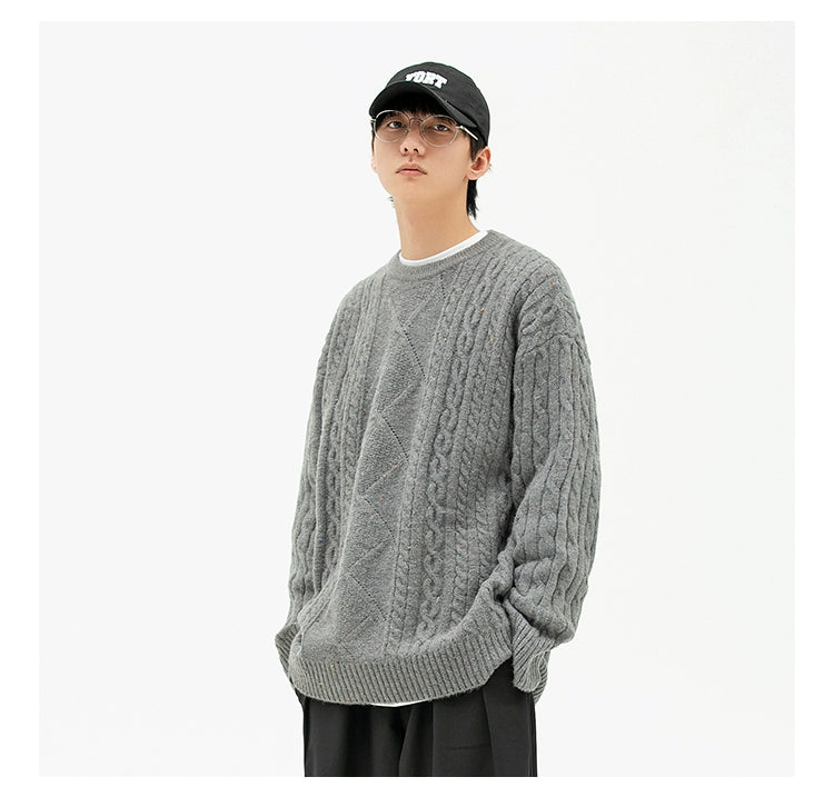 AK Color Dot Loose Round Neck Sweater Men