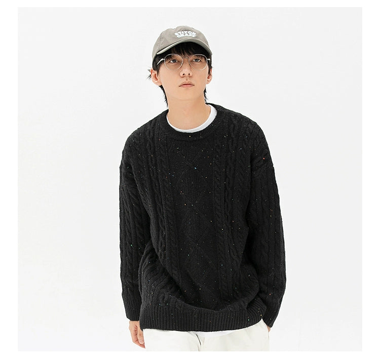 AK Color Dot Loose Round Neck Sweater Men
