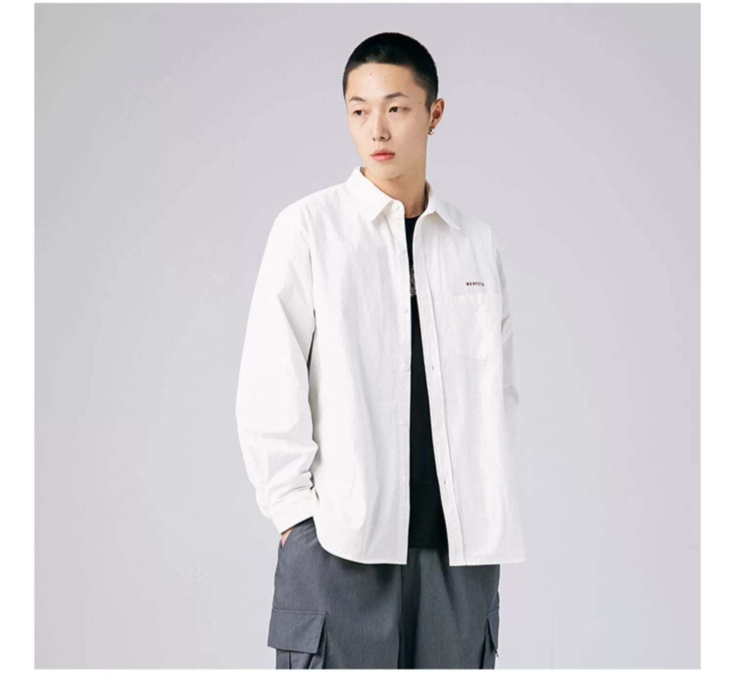 AK Embroidered Loose-Fit Spring Shirt Men