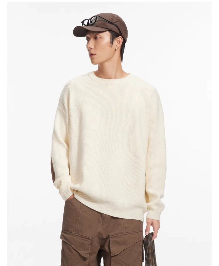 AK Sleeve Patch Loose Knit Sweater Men