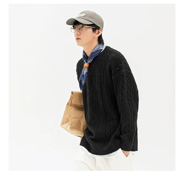AK Color Dot Loose Round Neck Sweater Men