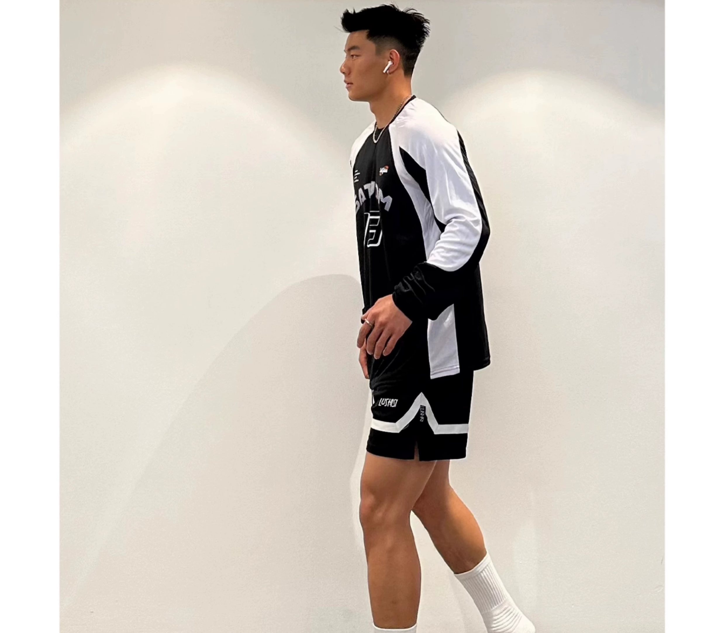 SATJDM Contrast Color Raglan Sleeve Long Sleeve Training T-Shirt, Fitness and Cycling