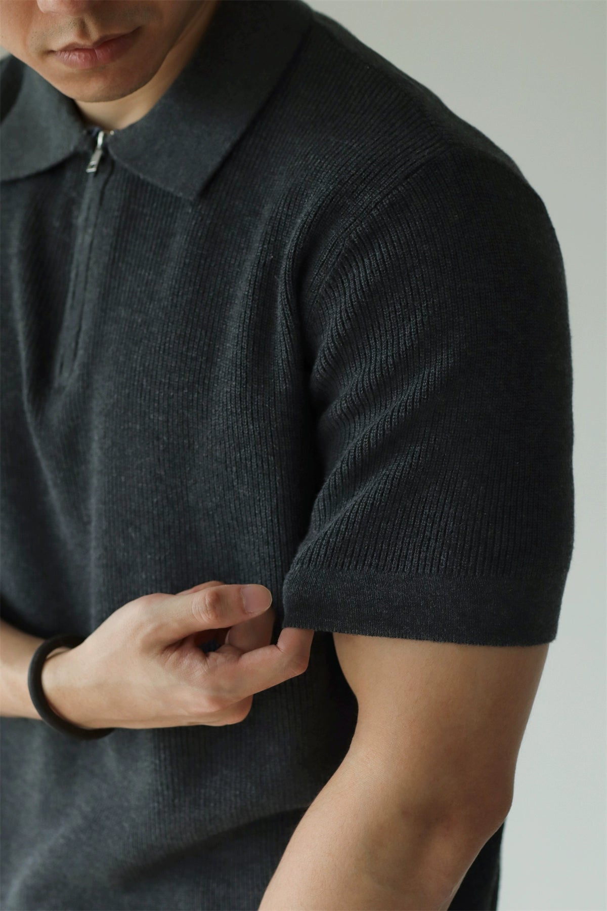 YX Knitted Short Sleeve Half Zipper Polo Shirt