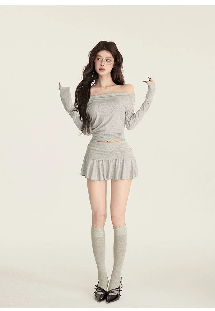CCHUN JUNKO Ava Oblique Shoulder Slim T-Shirt