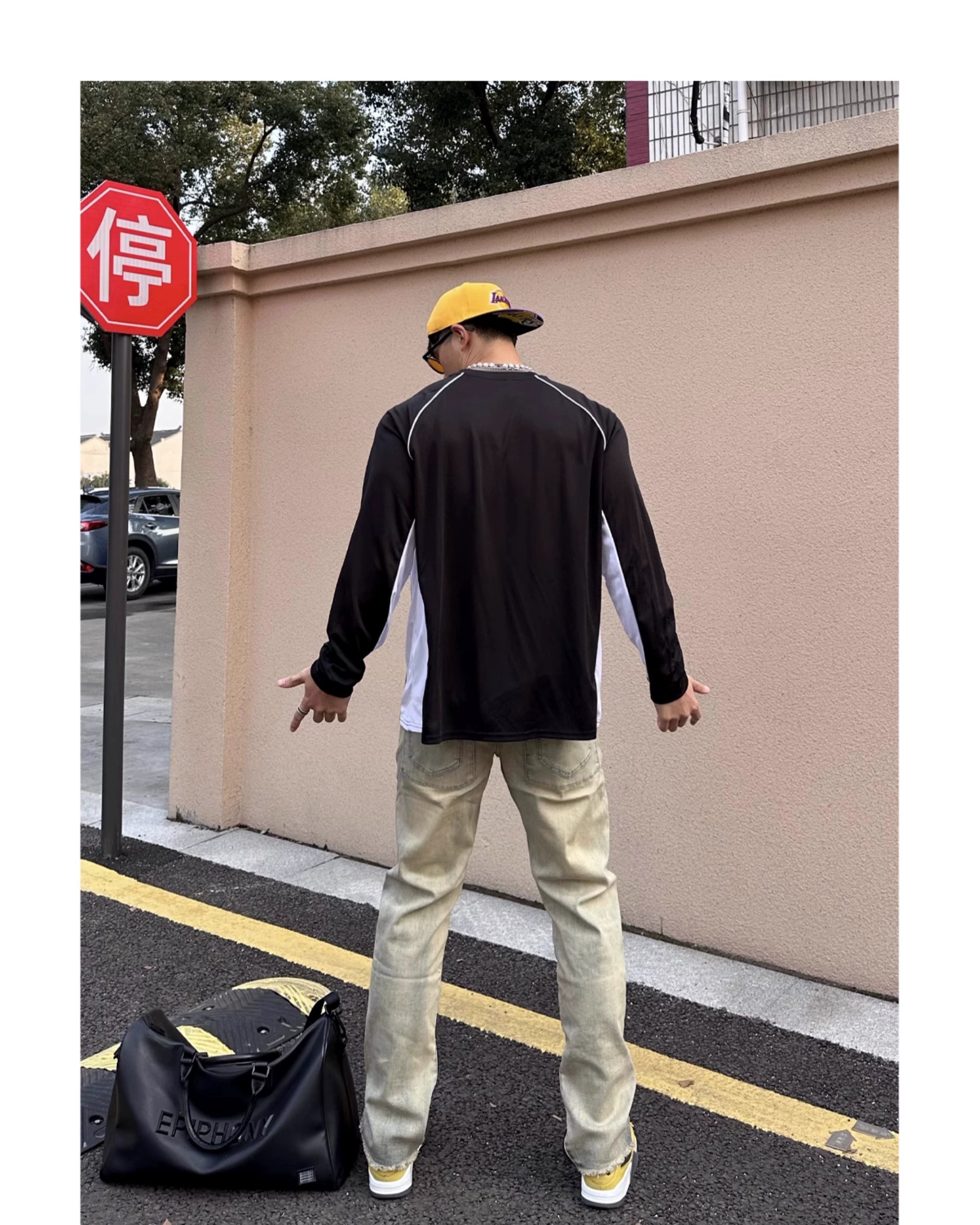 SATJDM American Style Color Block Training Long Sleeve T-Shirt
