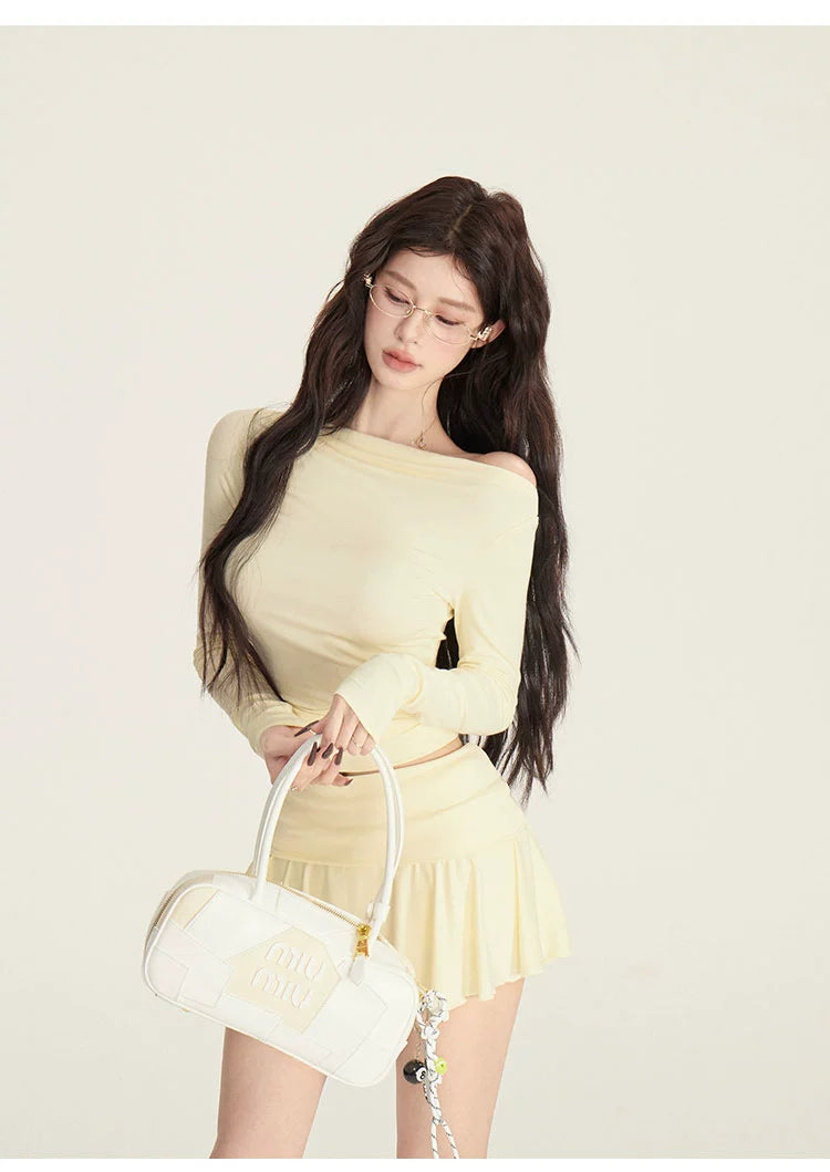 CCHUN JUNKO Ava Oblique Shoulder Slim T-Shirt