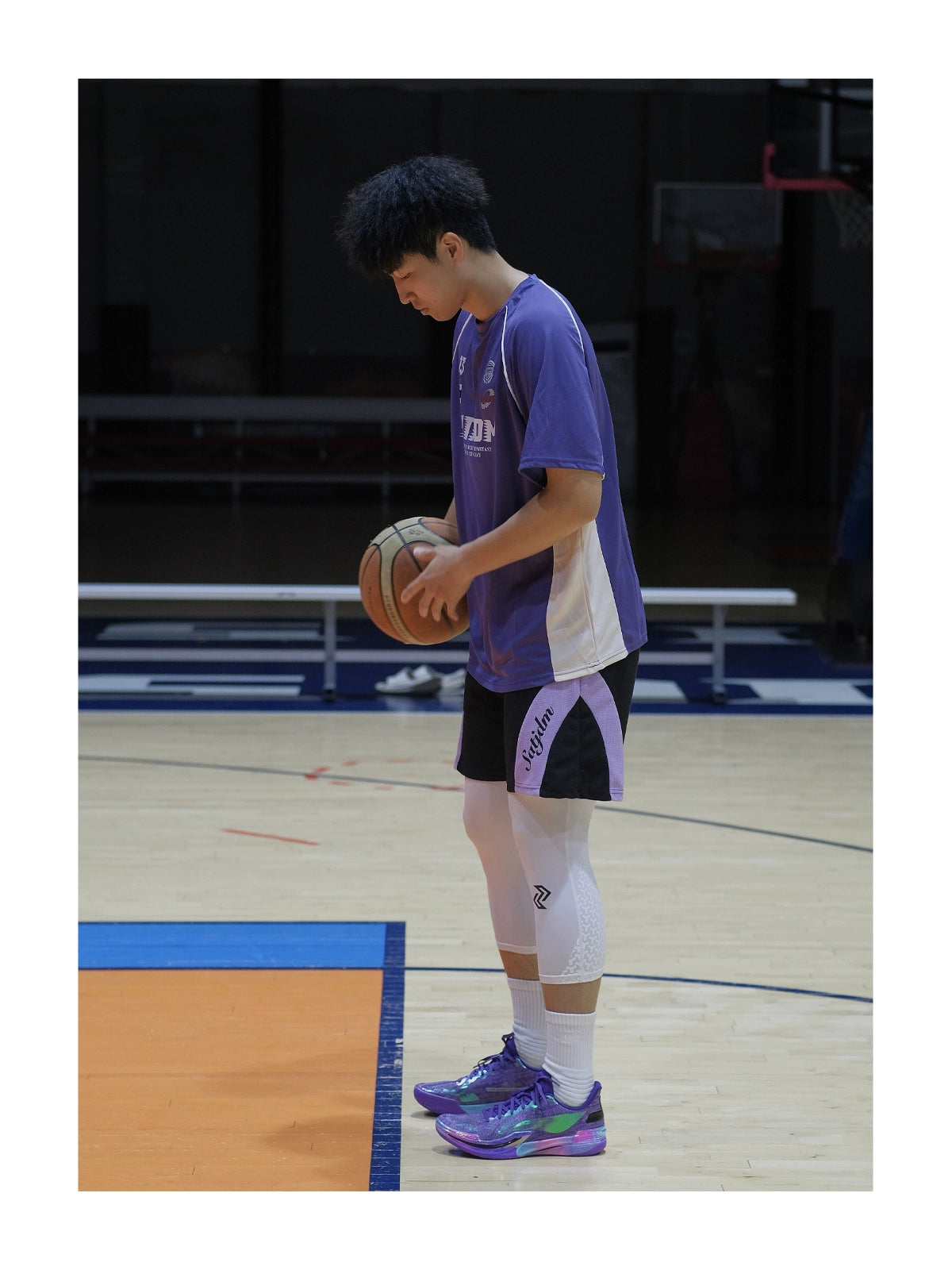 SATJDM Contrast Color Raglan Sleeve Basketball Training T-Shirt, Short Sleeve Fitness Running Suit for Students