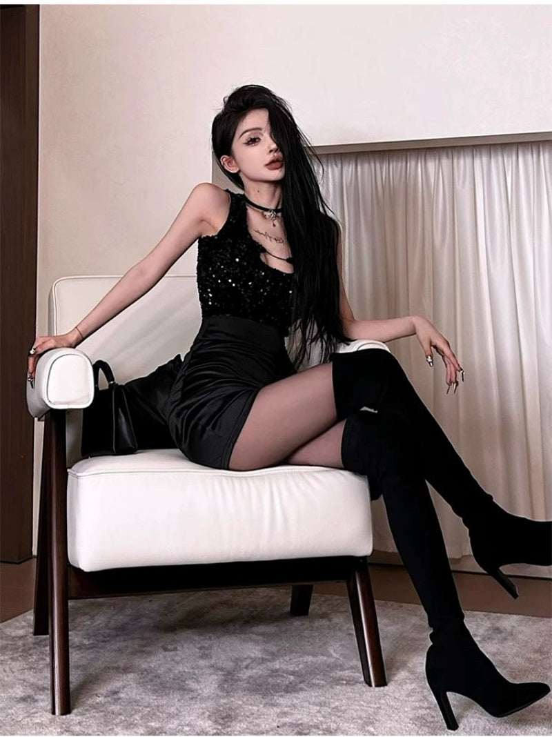 GAOSITONG Chloe Sequined Tank Top Set