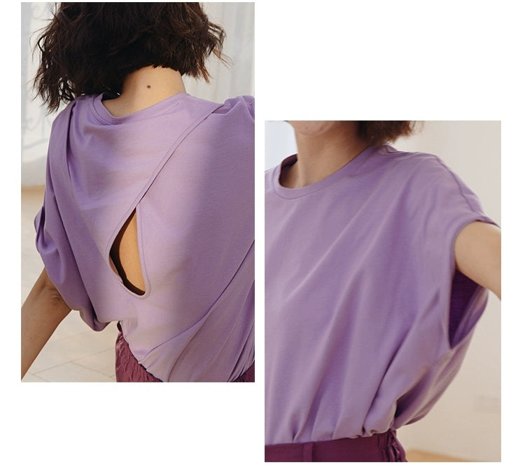ROSEBANKS Theo Purple Oversized Bat Sleeve Tee