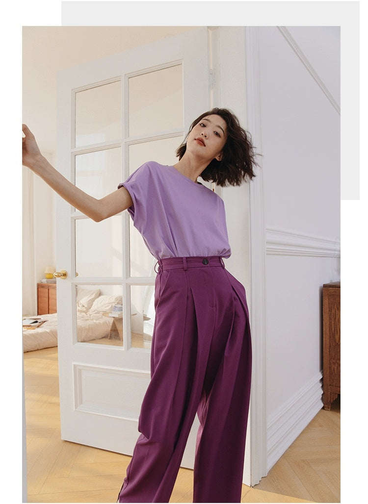 ROSEBANKS Theo Purple Oversized Bat Sleeve Tee