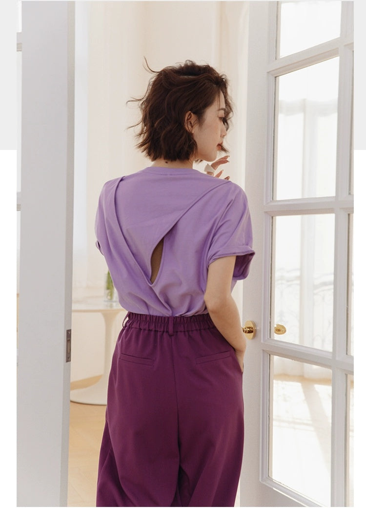 ROSEBANKS Theo Purple Oversized Bat Sleeve Tee