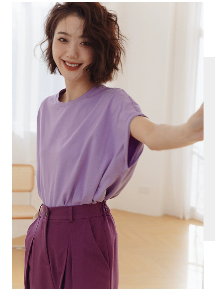 ROSEBANKS Theo Purple Oversized Bat Sleeve Tee