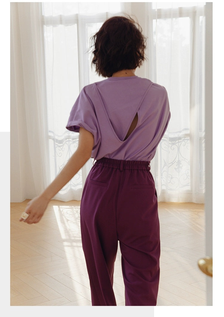 ROSEBANKS Theo Purple Oversized Bat Sleeve Tee