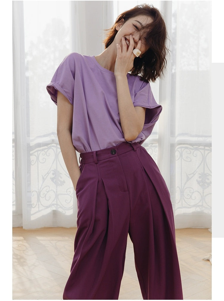 ROSEBANKS Theo Purple Oversized Bat Sleeve Tee