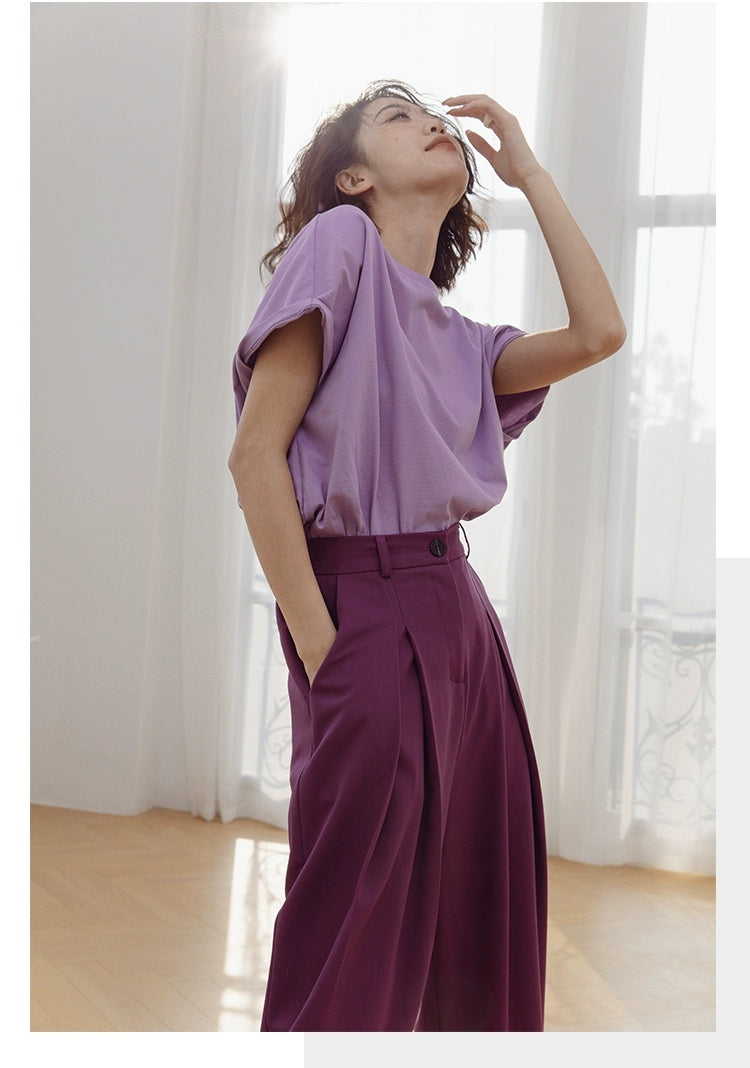 ROSEBANKS Theo Purple Oversized Bat Sleeve Tee