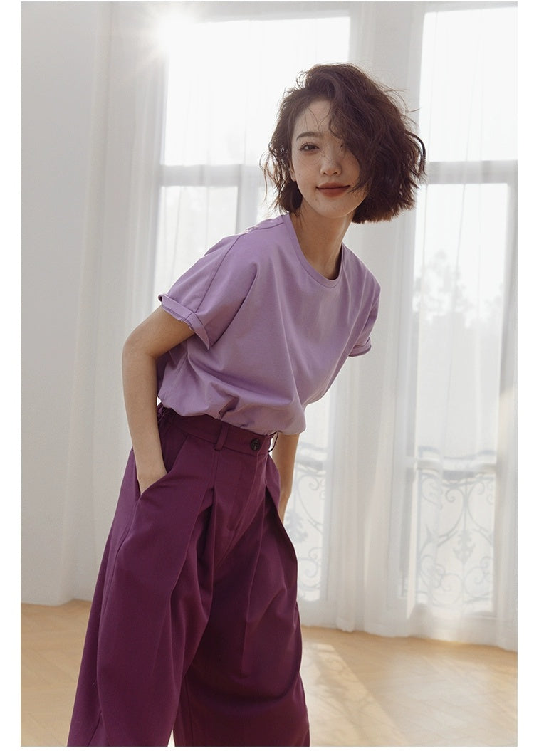 ROSEBANKS Theo Purple Oversized Bat Sleeve Tee