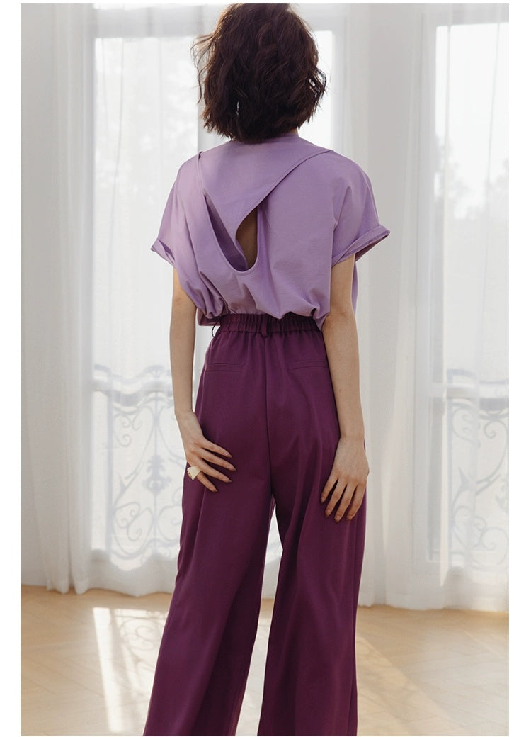 ROSEBANKS Theo Purple Oversized Bat Sleeve Tee