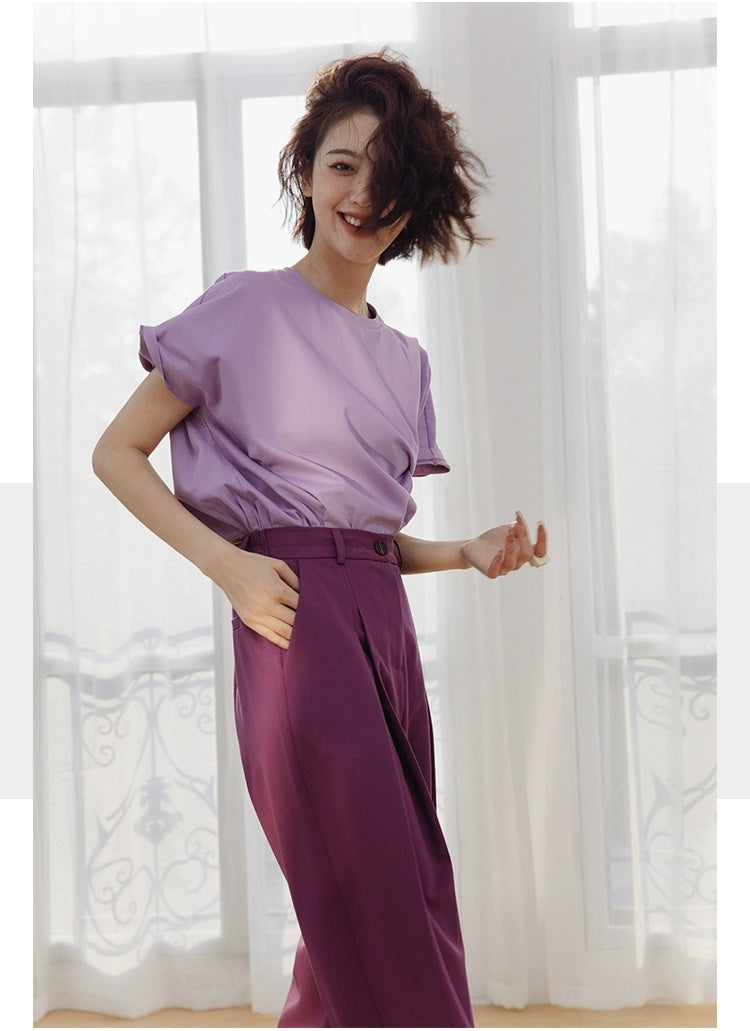 ROSEBANKS Theo Purple Oversized Bat Sleeve Tee