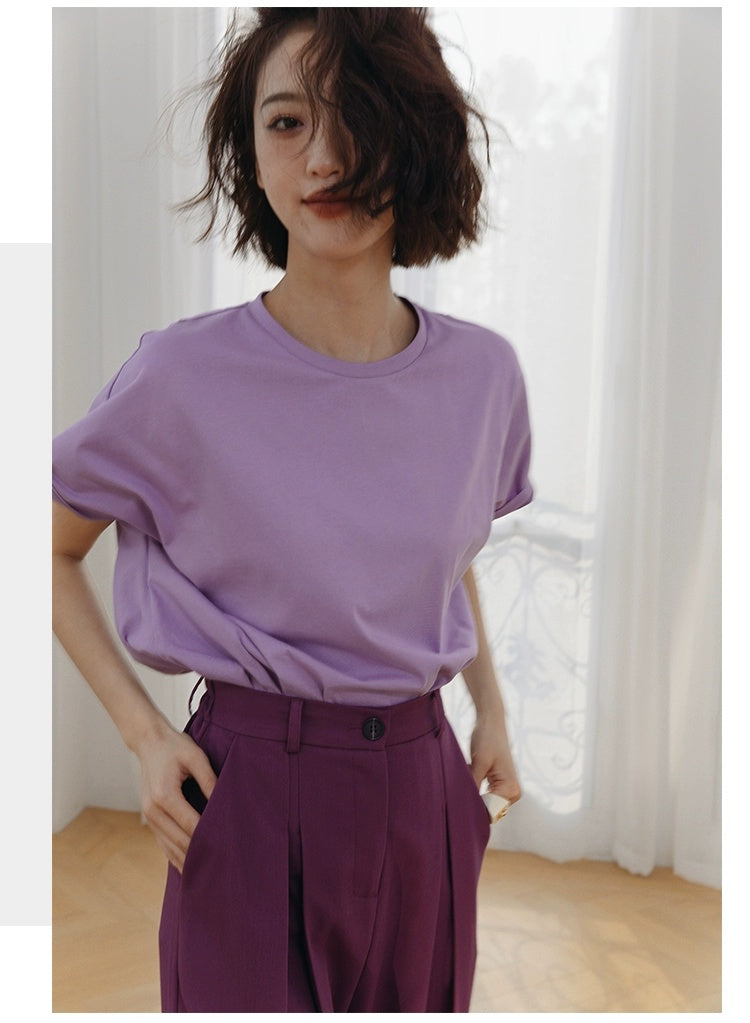 ROSEBANKS Theo Purple Oversized Bat Sleeve Tee