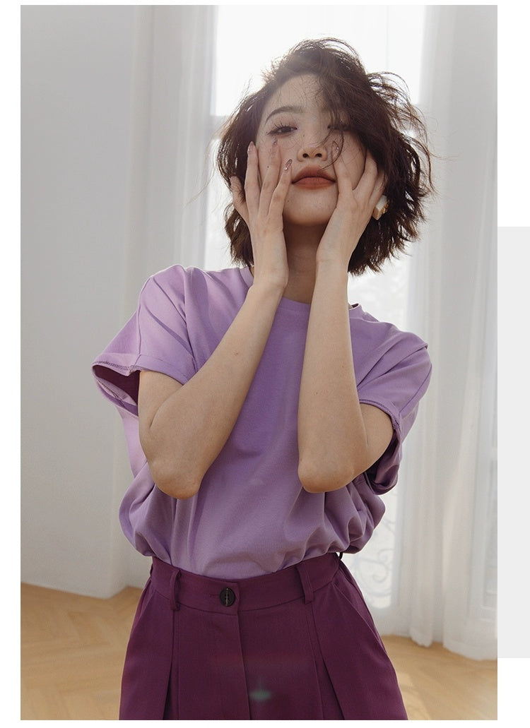 ROSEBANKS Theo Purple Oversized Bat Sleeve Tee