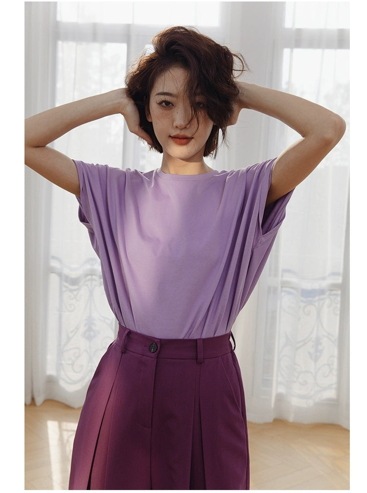 ROSEBANKS Theo Purple Oversized Bat Sleeve Tee
