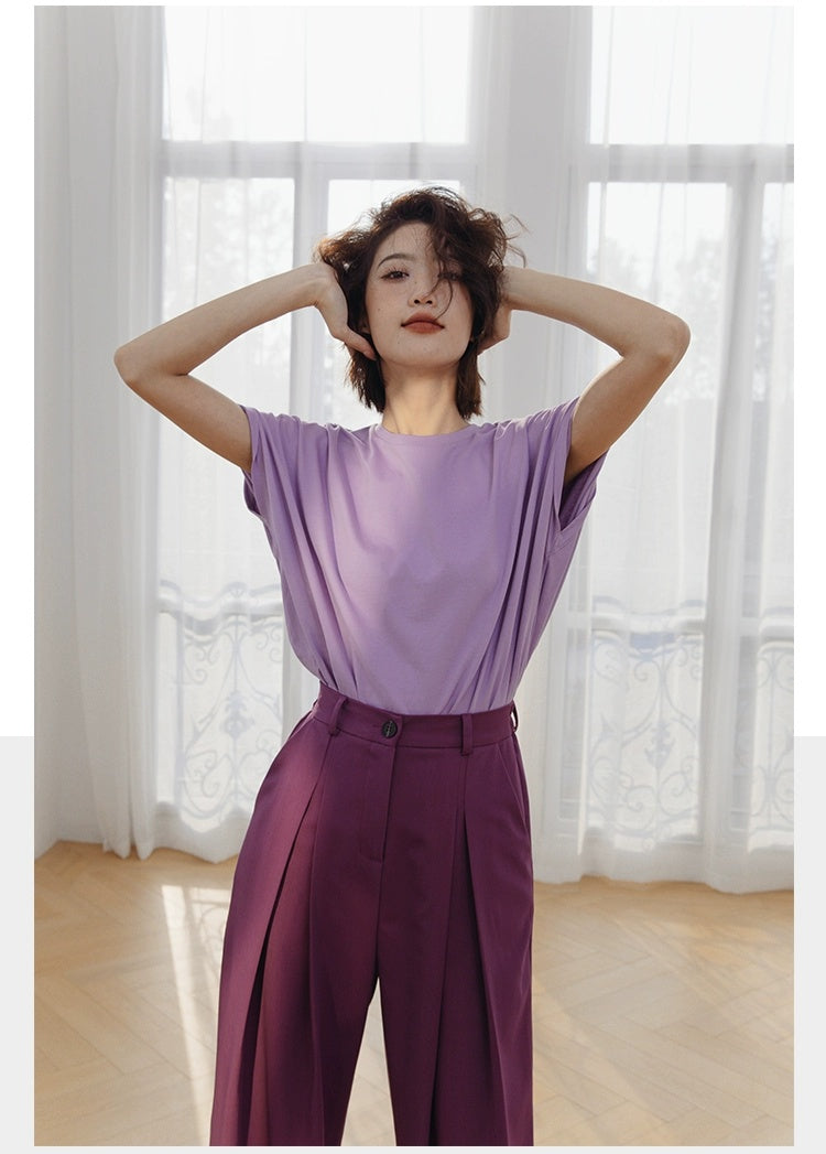 ROSEBANKS Theo Purple Oversized Bat Sleeve Tee