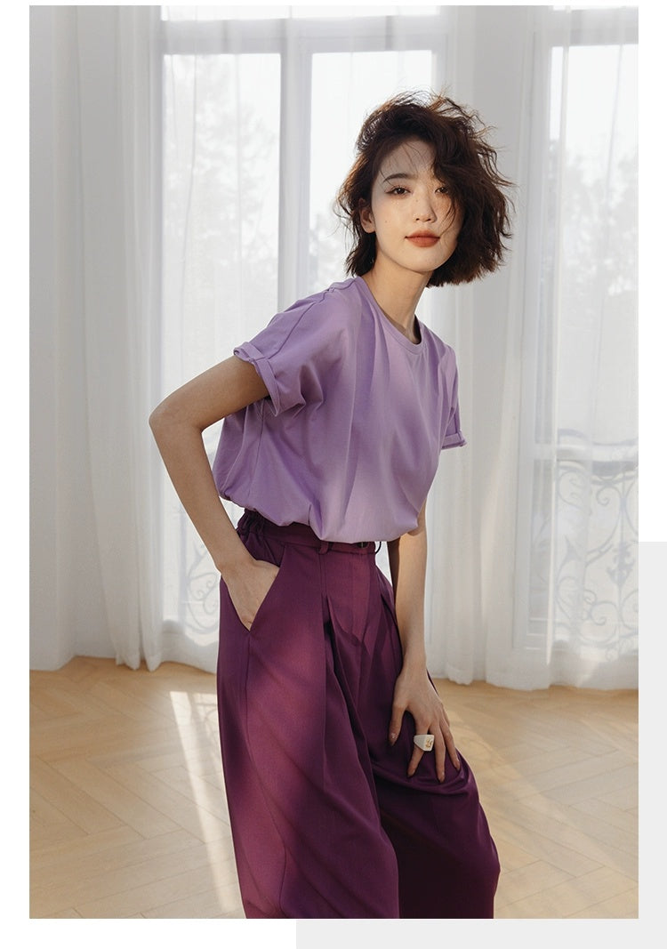ROSEBANKS Theo Purple Oversized Bat Sleeve Tee