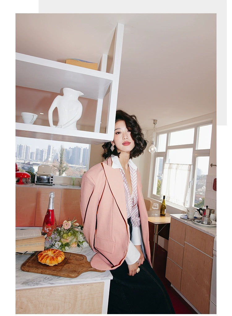 ROSEBANKS Mia Pink Leather Blazer