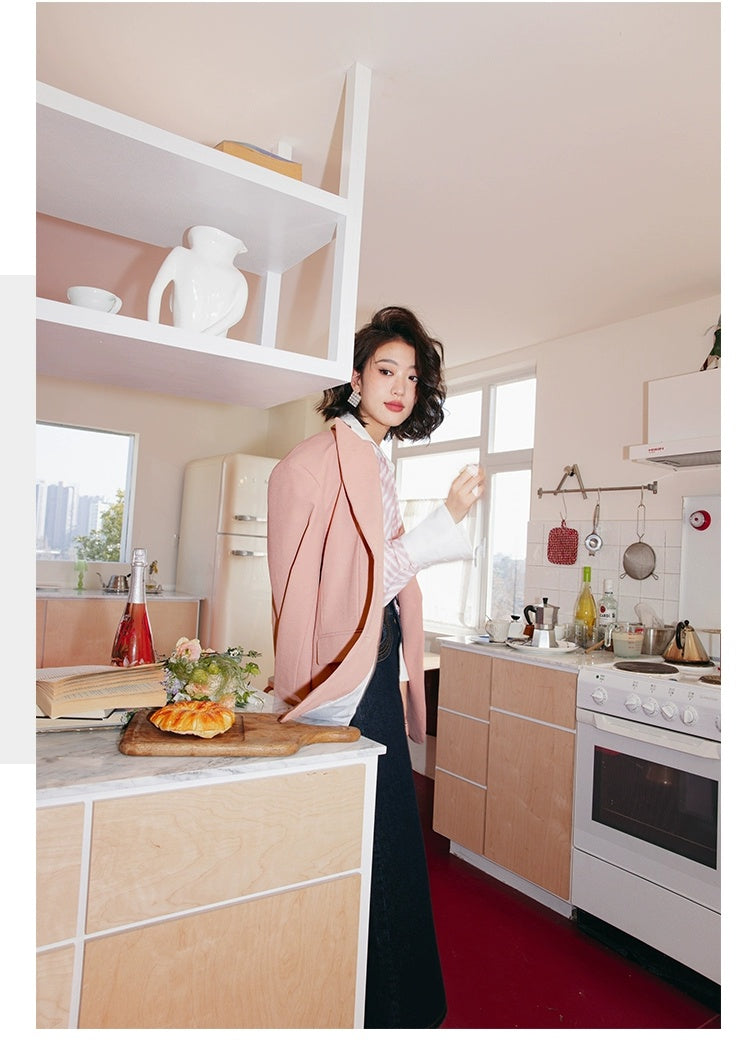ROSEBANKS Mia Pink Leather Blazer