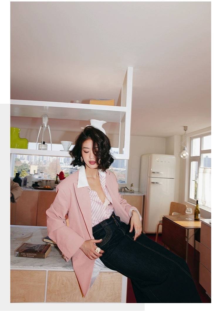 ROSEBANKS Mia Pink Leather Blazer