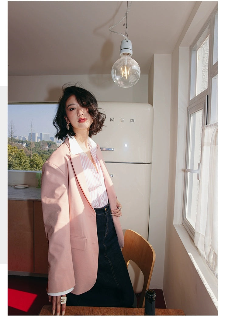 ROSEBANKS Mia Pink Leather Blazer