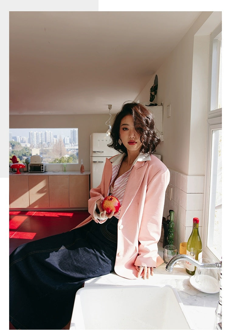 ROSEBANKS Mia Pink Leather Blazer
