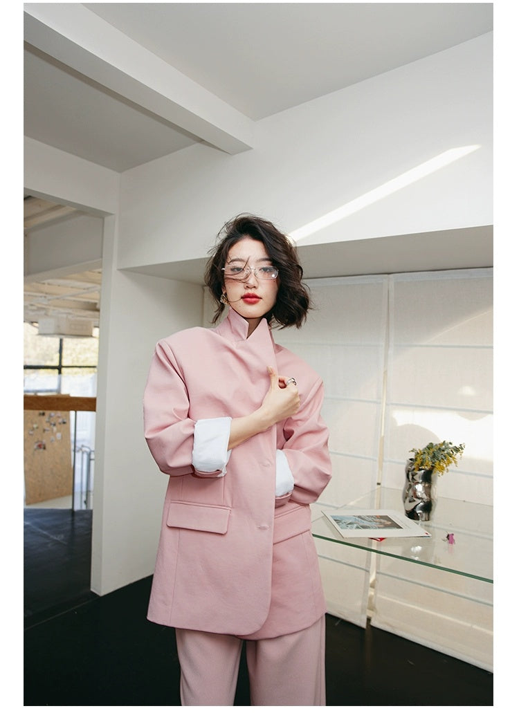 ROSEBANKS Mia Pink Leather Blazer