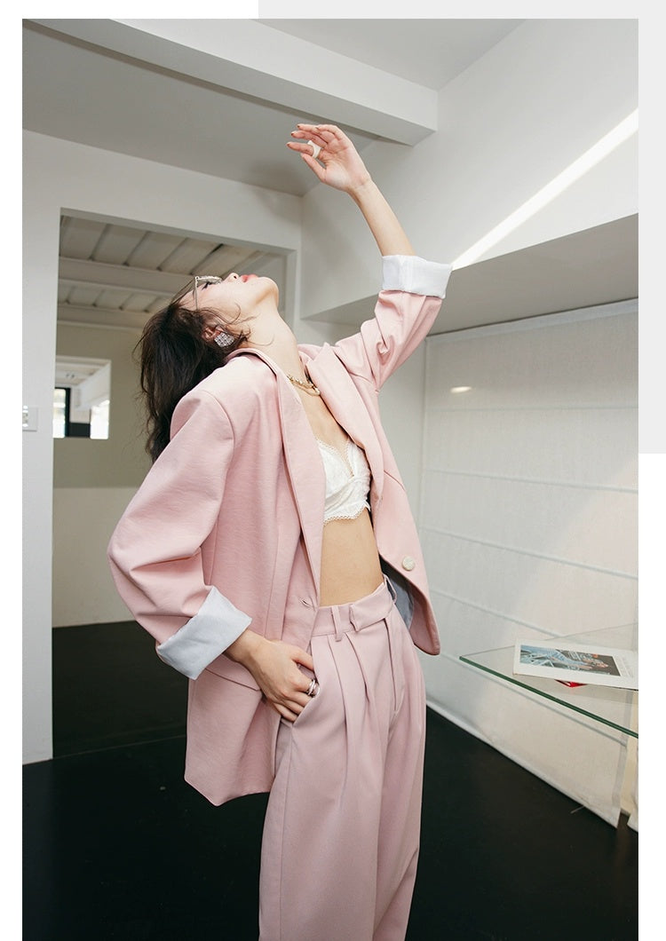 ROSEBANKS Mia Pink Leather Blazer