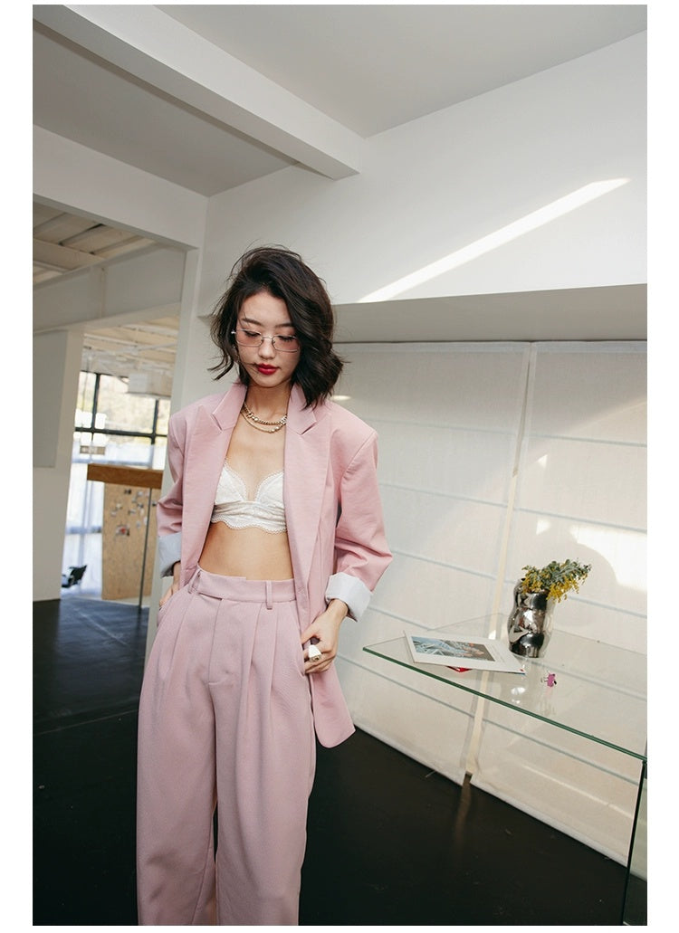 ROSEBANKS Mia Pink Leather Blazer