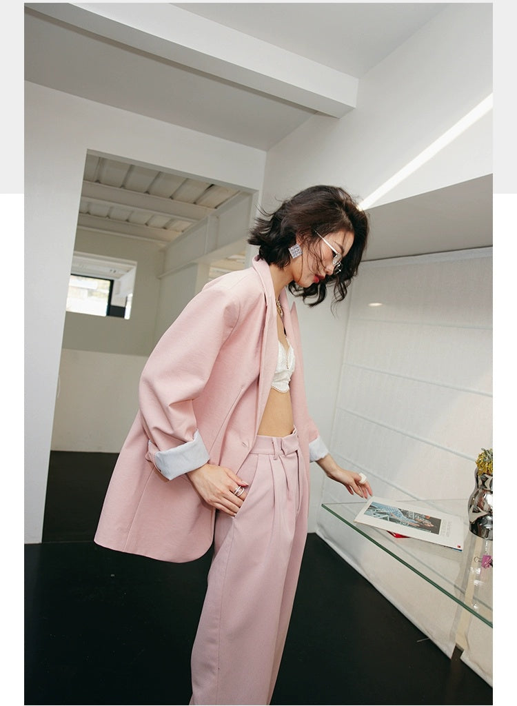 ROSEBANKS Mia Pink Leather Blazer