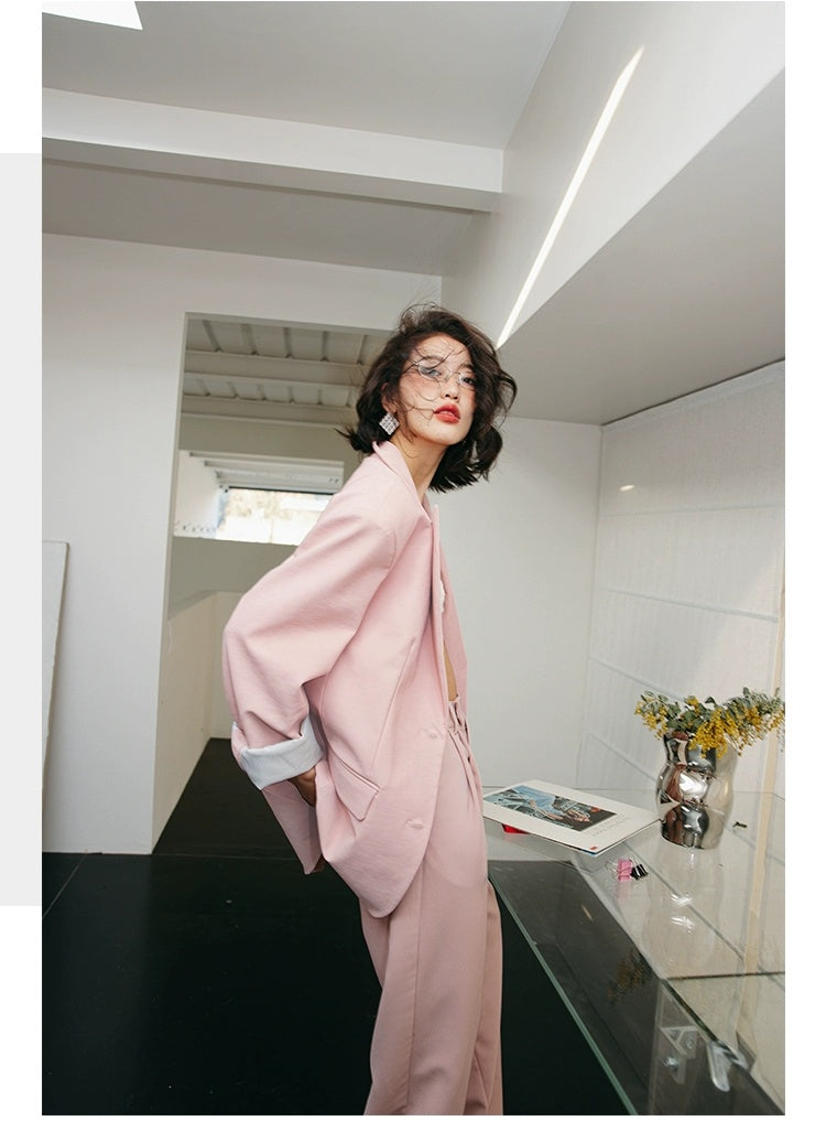 ROSEBANKS Mia Pink Leather Blazer