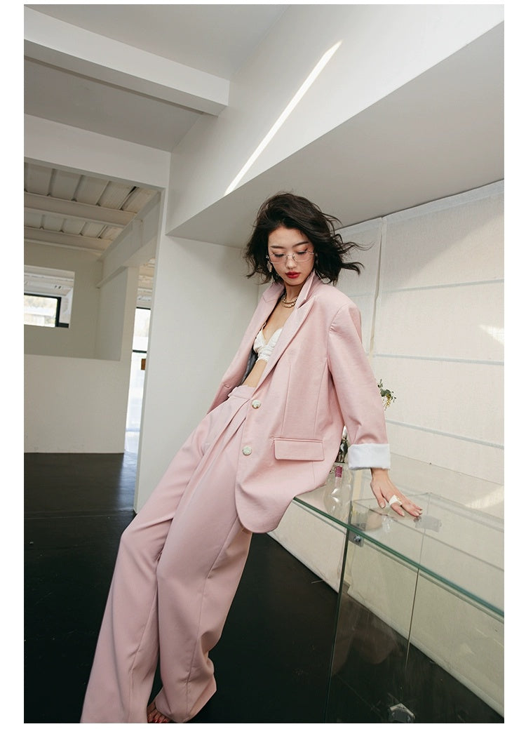ROSEBANKS Mia Pink Leather Blazer