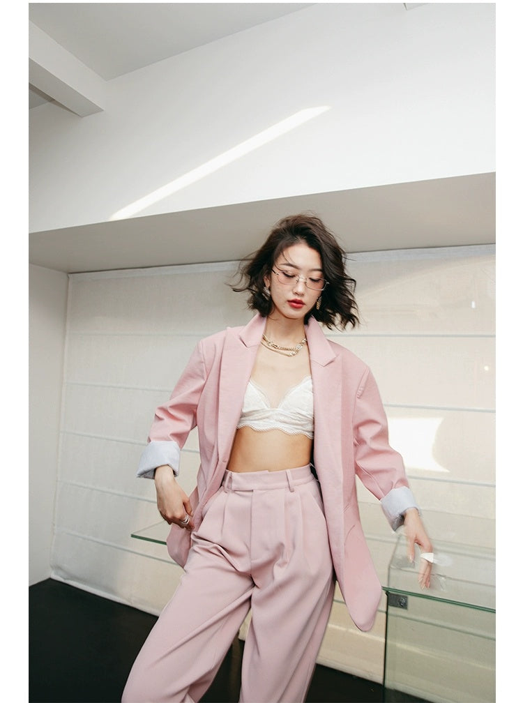 ROSEBANKS Mia Pink Leather Blazer