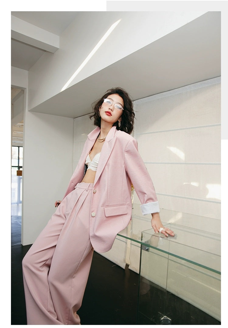 ROSEBANKS Mia Pink Leather Blazer