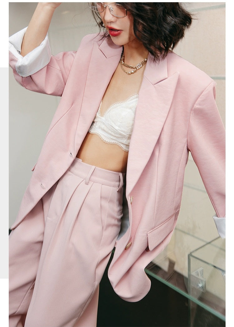 ROSEBANKS Mia Pink Leather Blazer
