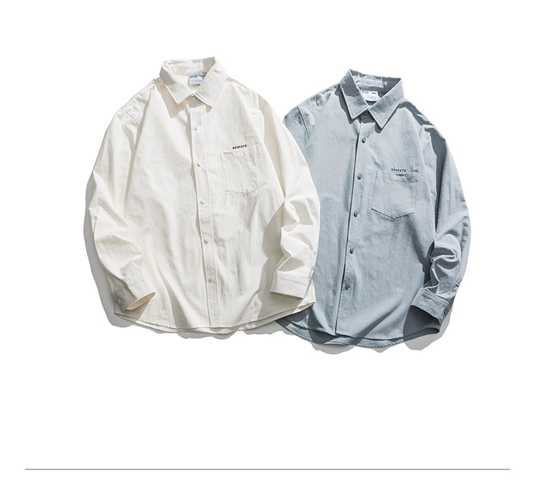 AK Embroidered Loose-Fit Spring Shirt Men