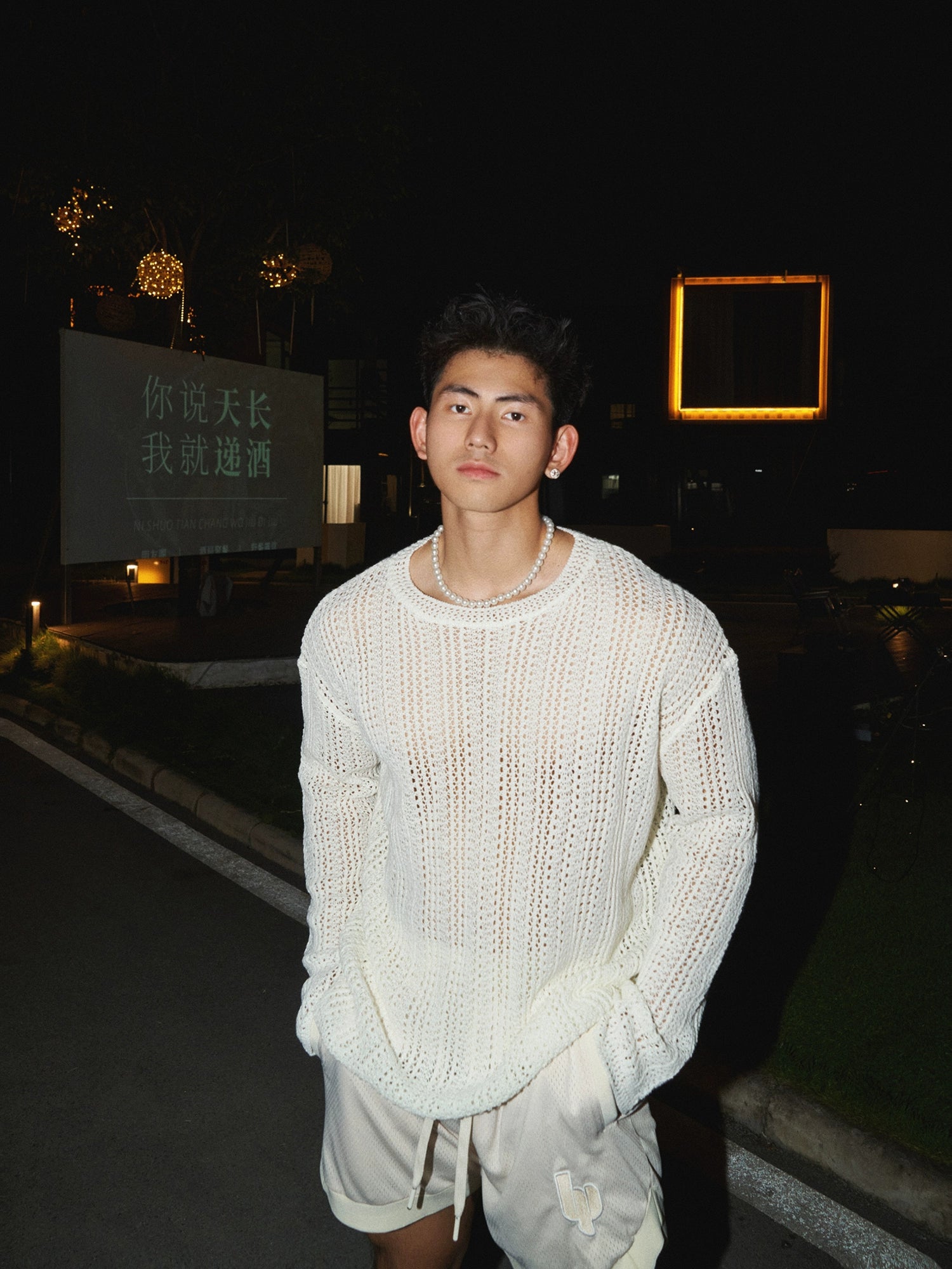 PLM White Mesh Jumper