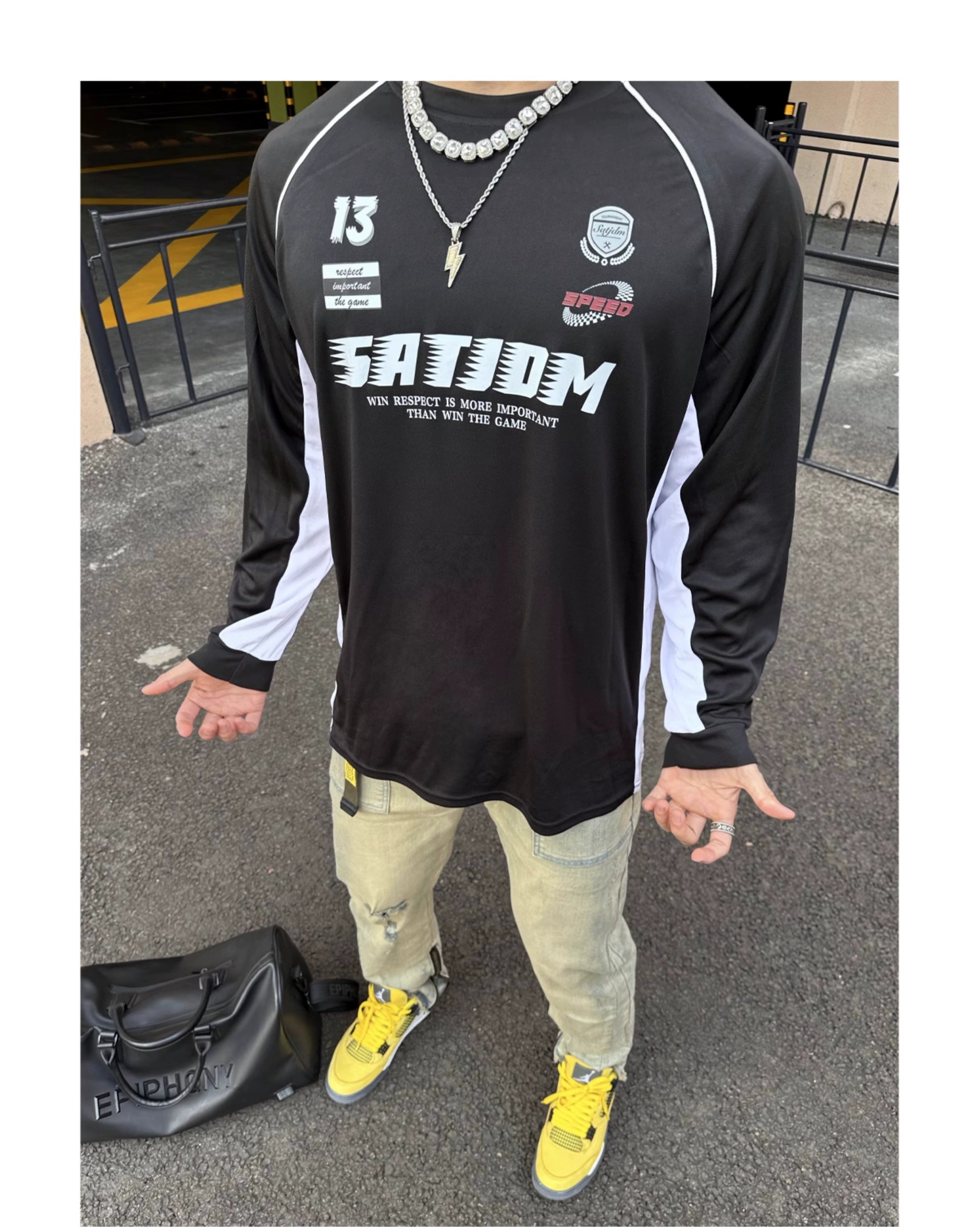 SATJDM American Style Color Block Training Long Sleeve T-Shirt